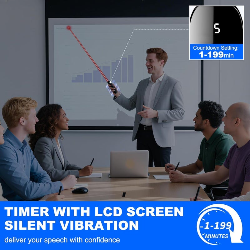 HEYLACOOLX [Timer LCD Display] Rechargeable Presentation Clicker Wireless Presenter Remote w Laser Pointer Long Range Power Point Clicker Slide Clicker for Office Classroom Teacher - Image 2